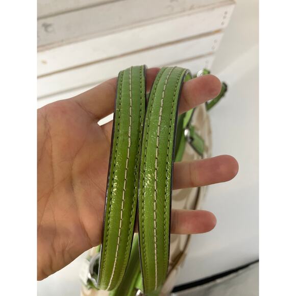 COACH 28208E LARGE TAN, GREEN SIGNATURE PRINT CROSSBODY BAG - Picture 11 of 16